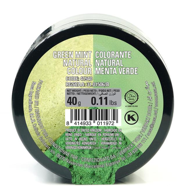 Mint green water solubile natural colouring powder 40g Sosa