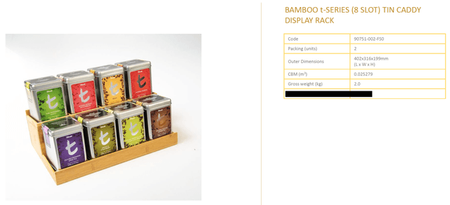 Bamboo Tin Display Rack for 8 tins